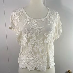 Forever 21 lace blouse sheer cream
